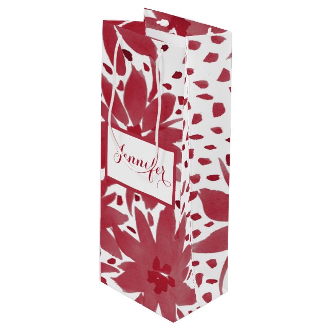 Sacola Para Vinho Design Floral Ruby Red Gift Bag (Frente inclinada)
