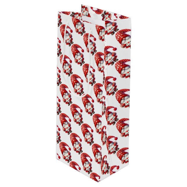 Sacola Para Vinho Dia de os namorados Gnome segurando e eu amo você  (Frente inclinada)