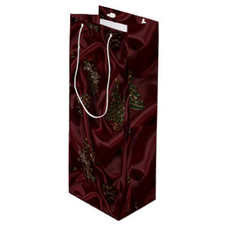 Sacola Para Vinho Diamante de aparência de seda Borgonha