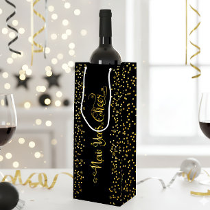 Sacola Para Vinho Dourado Ano Novo, Escuridão Neve Moderna