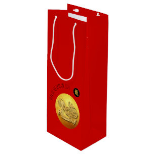Sacola Para Vinho Dragão do Ouro Vermelho de Ano Novo chinês 2024 WG