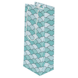 Sacola Para Vinho Dragon Scales, Fans, Waves, Seigaiha, Blue