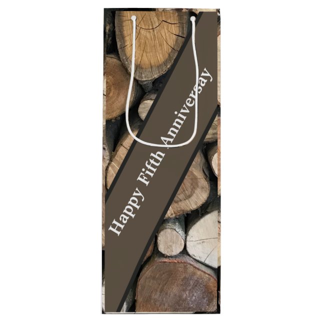 Sacola Para Vinho Edição do Quinto Aniversário de Casamento (Frente)