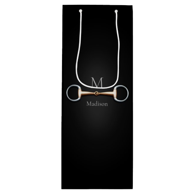 Sacola Para Vinho Eggbutt Snaffle Bit Horse Name & Monograma (Frente)