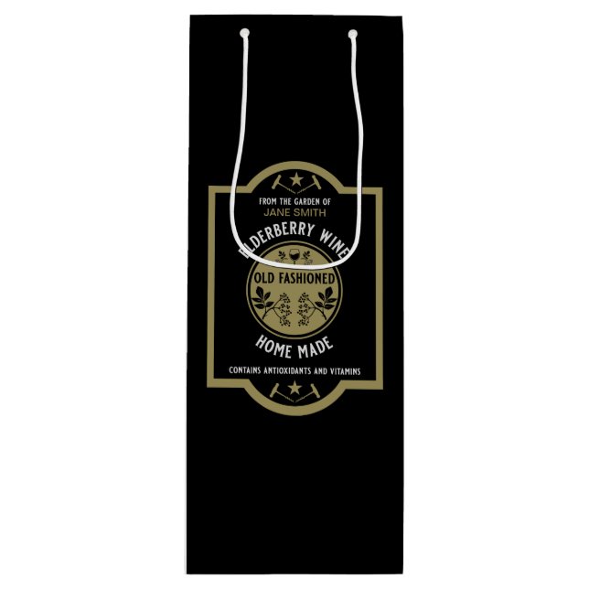 Sacola Para Vinho Elderberry casada personalizada (Frente)