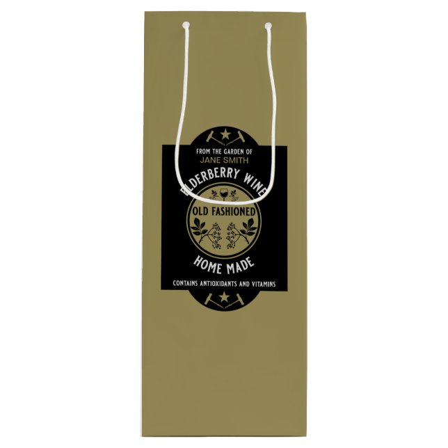 Sacola Para Vinho Elderberry casada personalizada (Frente)