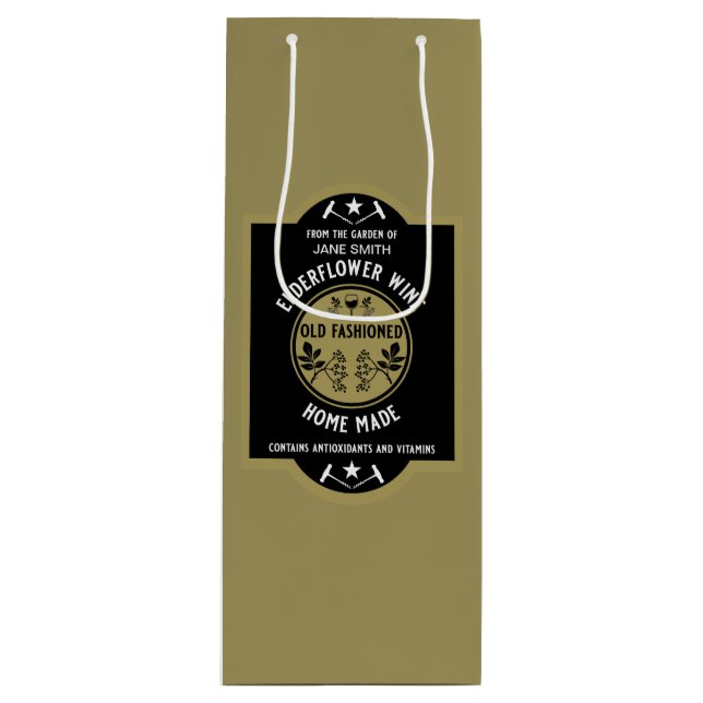 Sacola Para Vinho Elderflower casado personalizado (Frente)