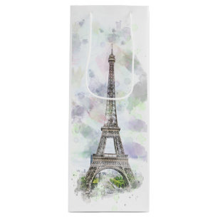 Sacola Para Vinho Elegante Chic Artística Eiffel Tower Paris, França