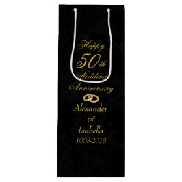 Sacola Para Vinho Elegante Dourado no 50º Aniversário do Casamento N