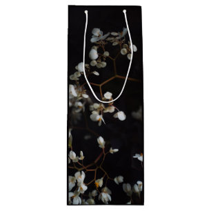 Sacola Para Vinho Elegante Floral Preto
