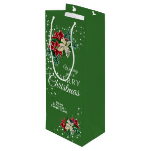 Sacola Para Vinho Elegante Poinsettia Floral de Natal para Negócios