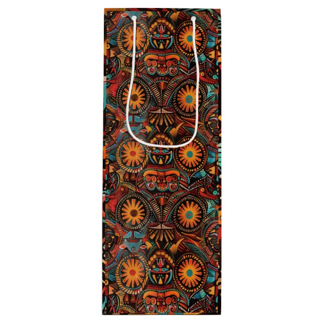 Sacola Para Vinho Elegante Verde "Impressão Ancestral Eterno" Vinho  (Frente)