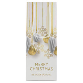 Sacola Para Vinho Enfeites de Natal Retro Dourados e Prateados 