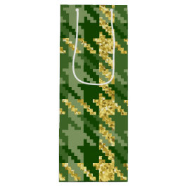 SACOLA PARA VINHO ESCADAS DE PADRÃO DE HOUNDSTOTH VERDE E DOURADA IR