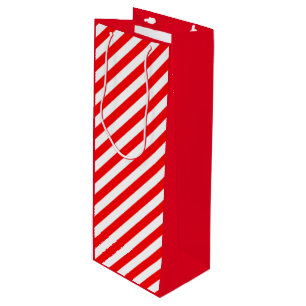SACOLA PARA VINHO ESTILO DE CANA DE NATAL BRANCO VERMELHO