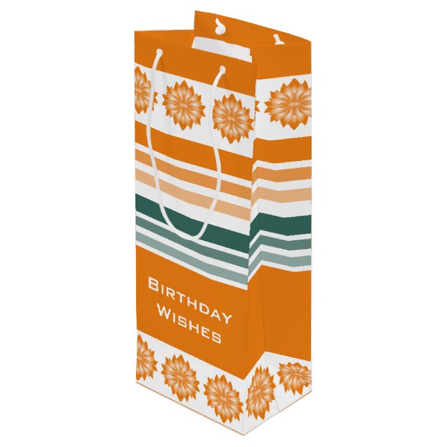 Sacola Para Vinho Estilo do frasco Laranja e Turquesa (Verso inclinado)