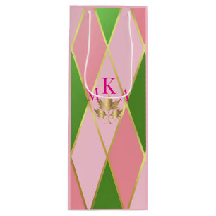 Sacola Para Vinho Estilo rosa e verde personalizável