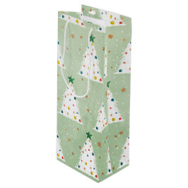 Sacola Para Vinho Estrela Verde e Ornamentos de Árvores Xmas Brancas