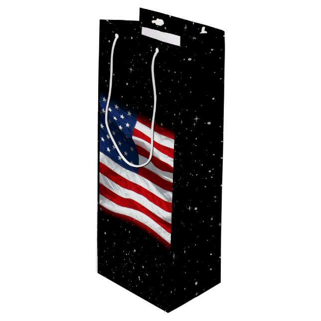 Sacola Para Vinho Estrelas e Stripes Bandeira Americana Patriótica (Frente inclinada)