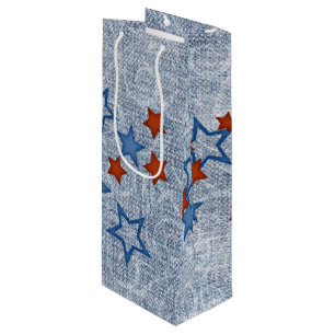 Sacola Para Vinho Estrelas na sarja de Nimes