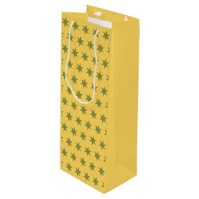 Sacola Para Vinho Estrelas - Tendência de padrões Cores verdes Doura (Frente inclinada)