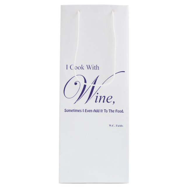Sacola Para Vinho "Eu Cozinho Com Vinho" Saco De Vinho Presente (Frente)