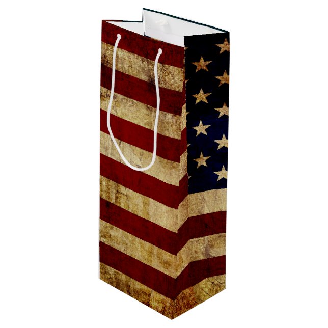 Sacola Para Vinho EUA / Bandeira esvajada (Frente inclinada)