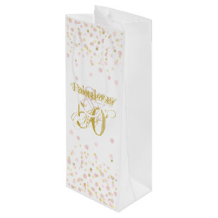 Sacola Para Vinho Fabuloso e 50 Elegante Noite Dourado, Confetti Ros