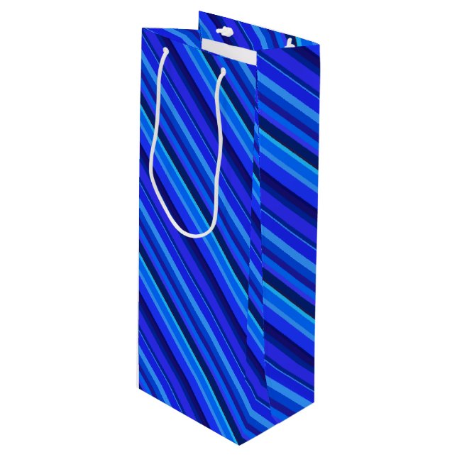Sacola Para Vinho Faixa diagonal azul (Frente inclinada)
