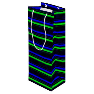 Sacola Para Vinho Faixa Verde Azul Preta