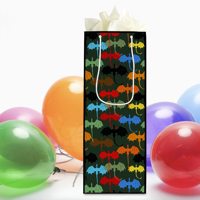 Sacola Para Vinho Fantasia de Voo Verde Dragões (Criador carregado)