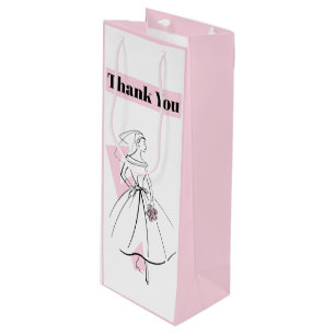 Sacola Para Vinho Fashion Noiva Rosa Obrigado Vinho Rosa