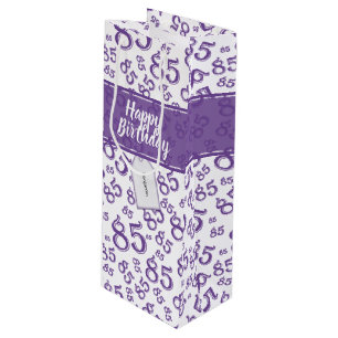 Sacola Para Vinho Feliz 85.º aniversário Padrão de número roxo/branc