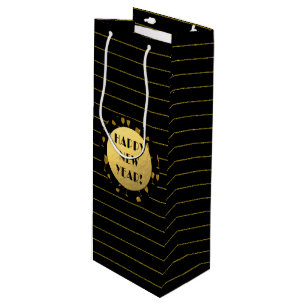 Sacola Para Vinho Feliz ano novo, Folha de Ouro, Bolsa de Presente d