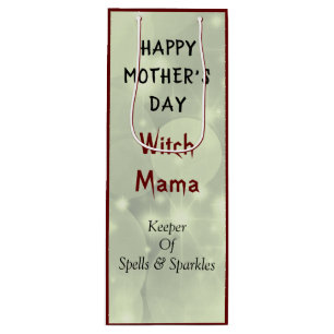 Sacola Para Vinho Feliz Dia de as mães Bruxa Mama design