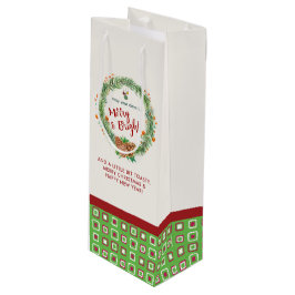 Sacola Para Vinho Feliz e coroa de natal brilhante