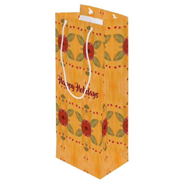 Sacola Para Vinho Feliz Feriado - Saco de Presente de Vinho (Verso inclinado)