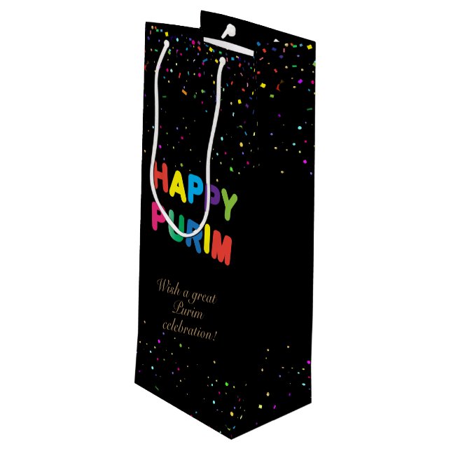 Sacola Para Vinho Feliz Festival de Purim dá Férias na Cesta (Verso inclinado)