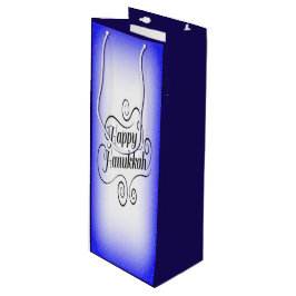 Sacola Para Vinho Feliz Hanukkah com fundo azul branco de 2 tons