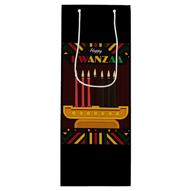 Sacola Para Vinho Feliz Kwanzaa PopArt (Frente)
