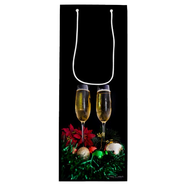 Sacola Para Vinho Feliz Natal Champagne (Frente)