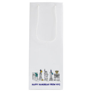 Sacola Para Vinho Feliz Natal de Hanukkah Nova Iorque NYC Chanukah