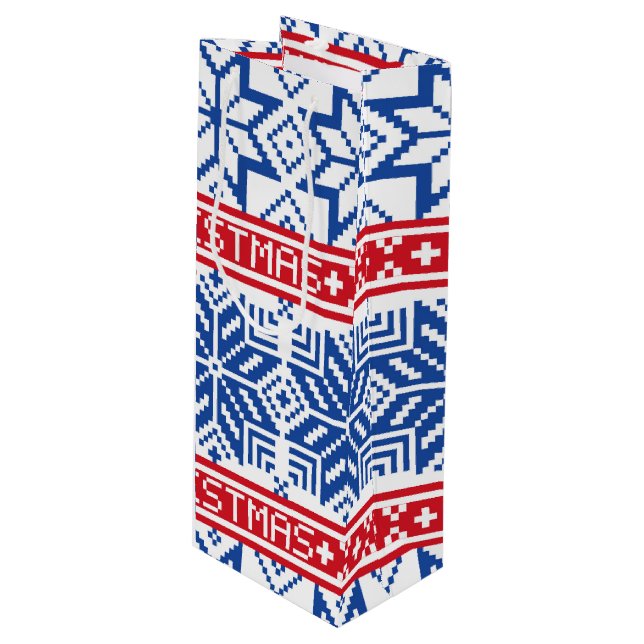 Sacola Para Vinho Feliz Natal escandinavo (Frente inclinada)