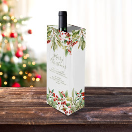 Sacola Para Vinho Feliz Natal Red Holly Greenery Personalizado