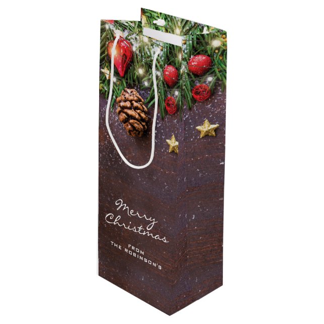 Sacola Para Vinho Feliz Natal Russo Personalizado (Frente inclinada)