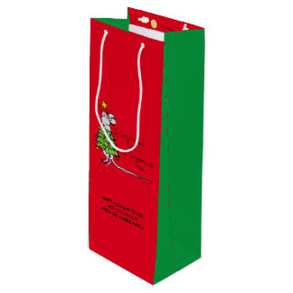 Sacola Para Vinho Feriado Engraçado do Mouse de Natal