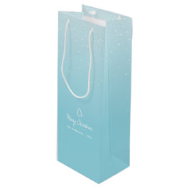 Sacola Para Vinho Festa de Natal Mínima de Pastel Azul Neve