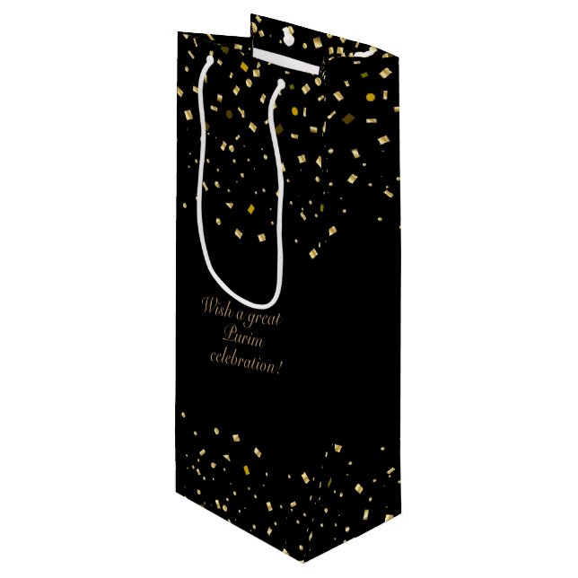 Sacola Para Vinho Festival de Purim Feliz Oferece Férias Douradas Co (Frente inclinada)