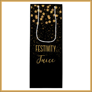 Sacola Para Vinho Festivo Dourado negro engraçado