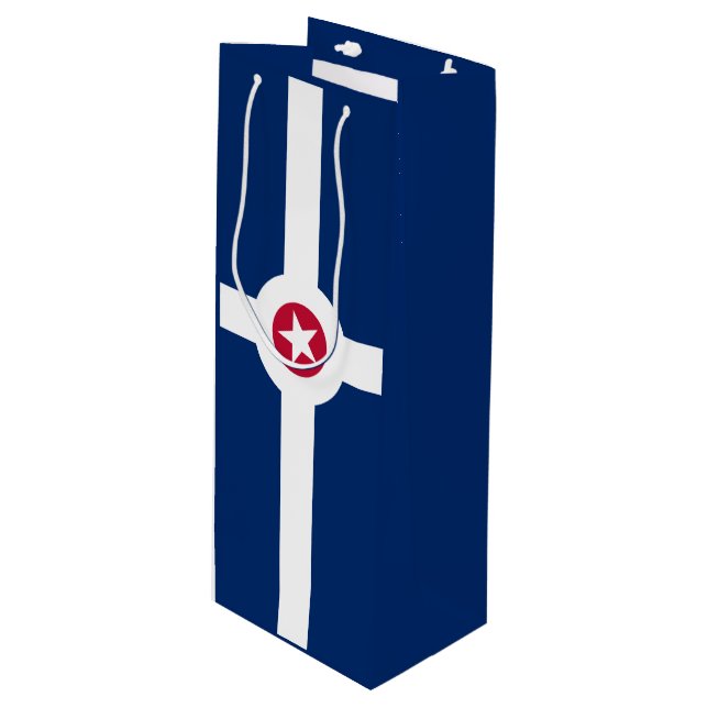 Sacola Para Vinho Flag of Indianapolis, Indiana Wine Gift Bag (Frente inclinada)